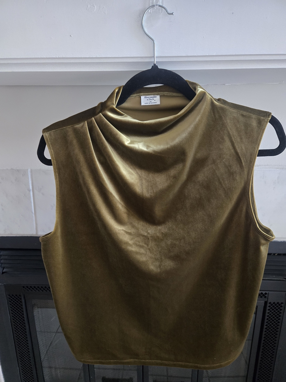 Abercrombie & Fitch Olive Velvet Cowl Neck Top